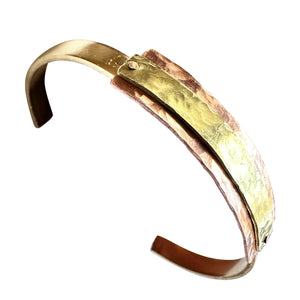 Riveted, Mix Metal, Layered, Brass Cuff Bracelet