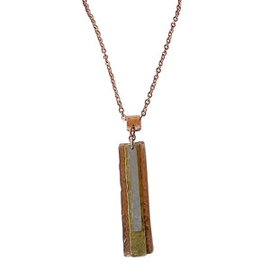 Layered Brass, Stainless Steel, Copper Pendant Necklace