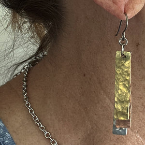 Layered Brass, Copper, Stainless Steel Earrings