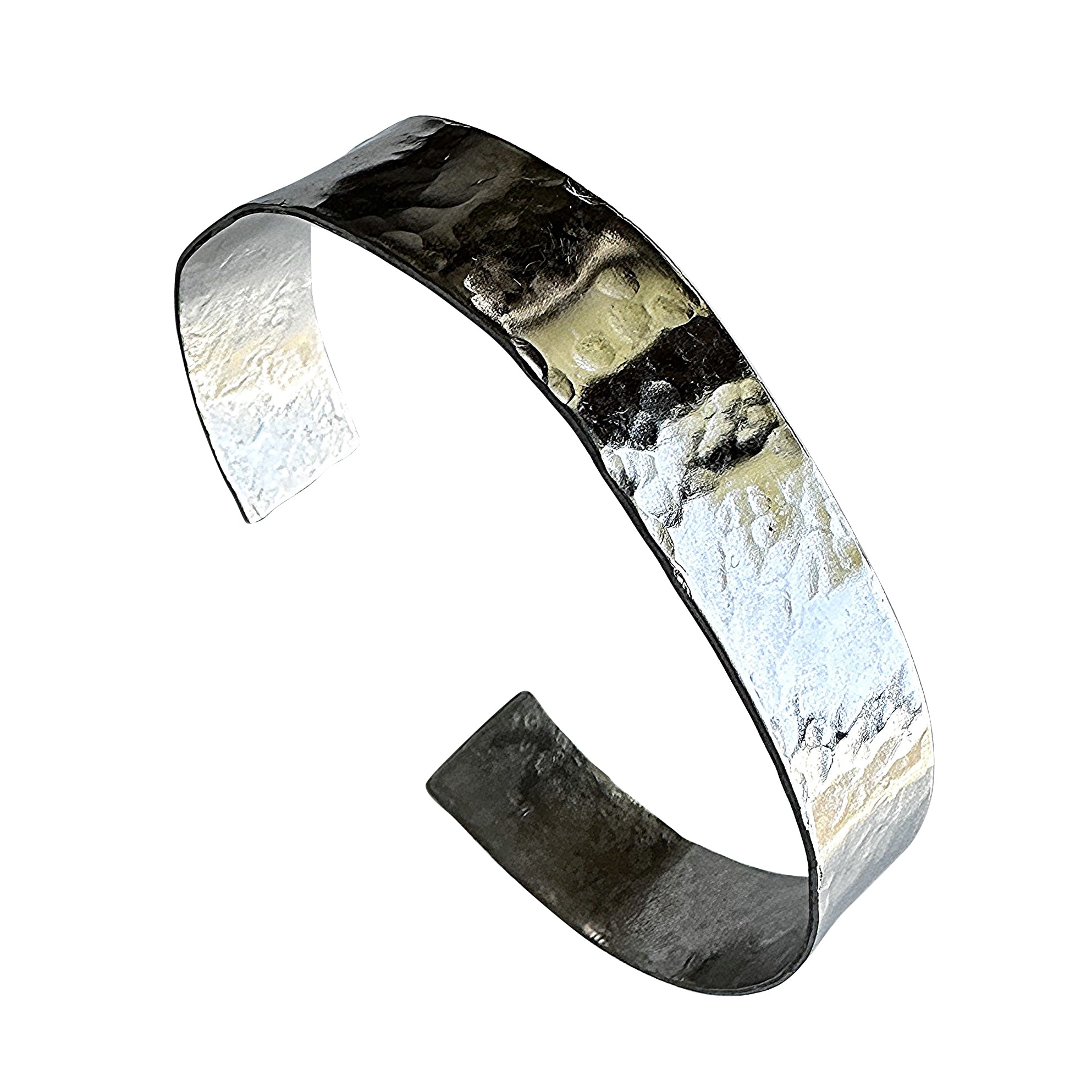 Textured Stainless Steel Silver Cuff Bracelet