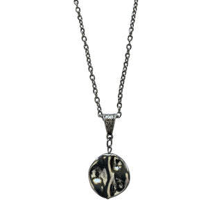 Round Wavy Pendant Necklace with Stainless Steel Chain