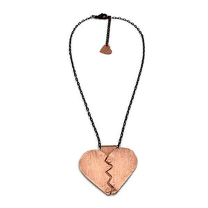 Copper Healing Heart Pendant Necklace - Creative Jewelry by Marcia - Asymmetrical Jewelry - Timeless Jewelry