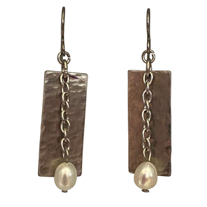 Freshwater Pearl Chain and Stainless Steel Earrings-Earrings- Creative Jewelry by Marcia