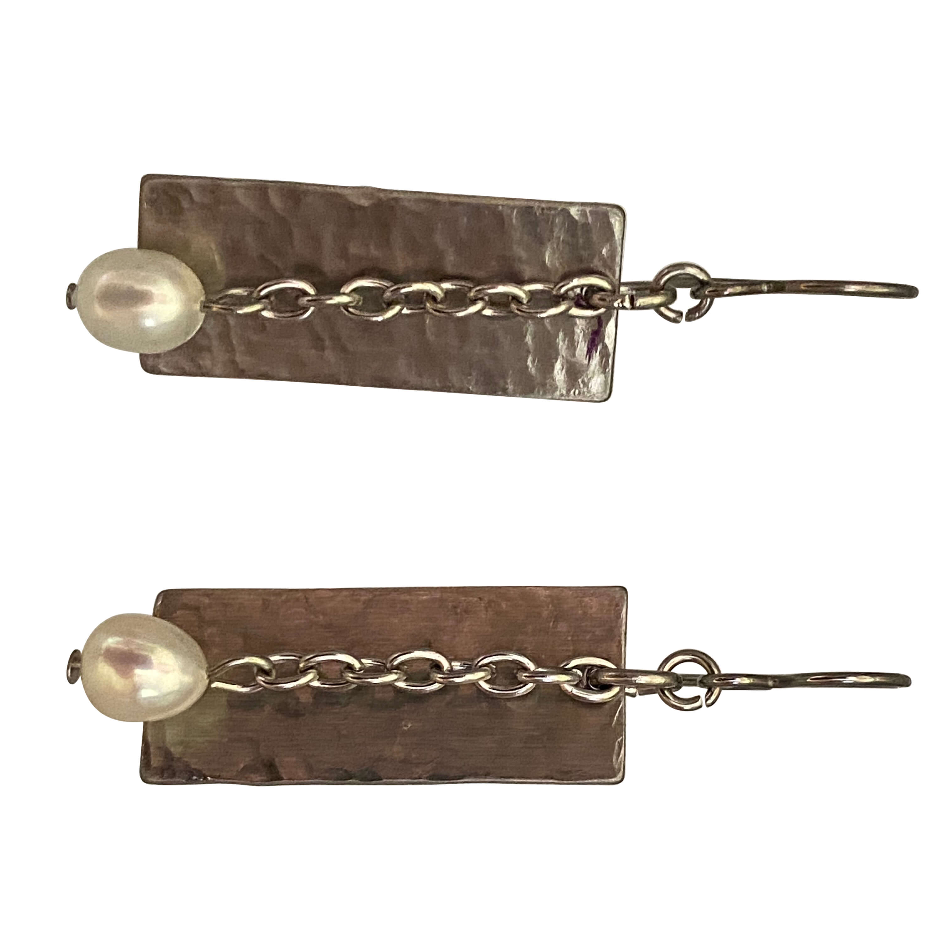 Freshwater Pearl Chain and Stainless Steel Earrings-Earrings- Creative Jewelry by Marcia