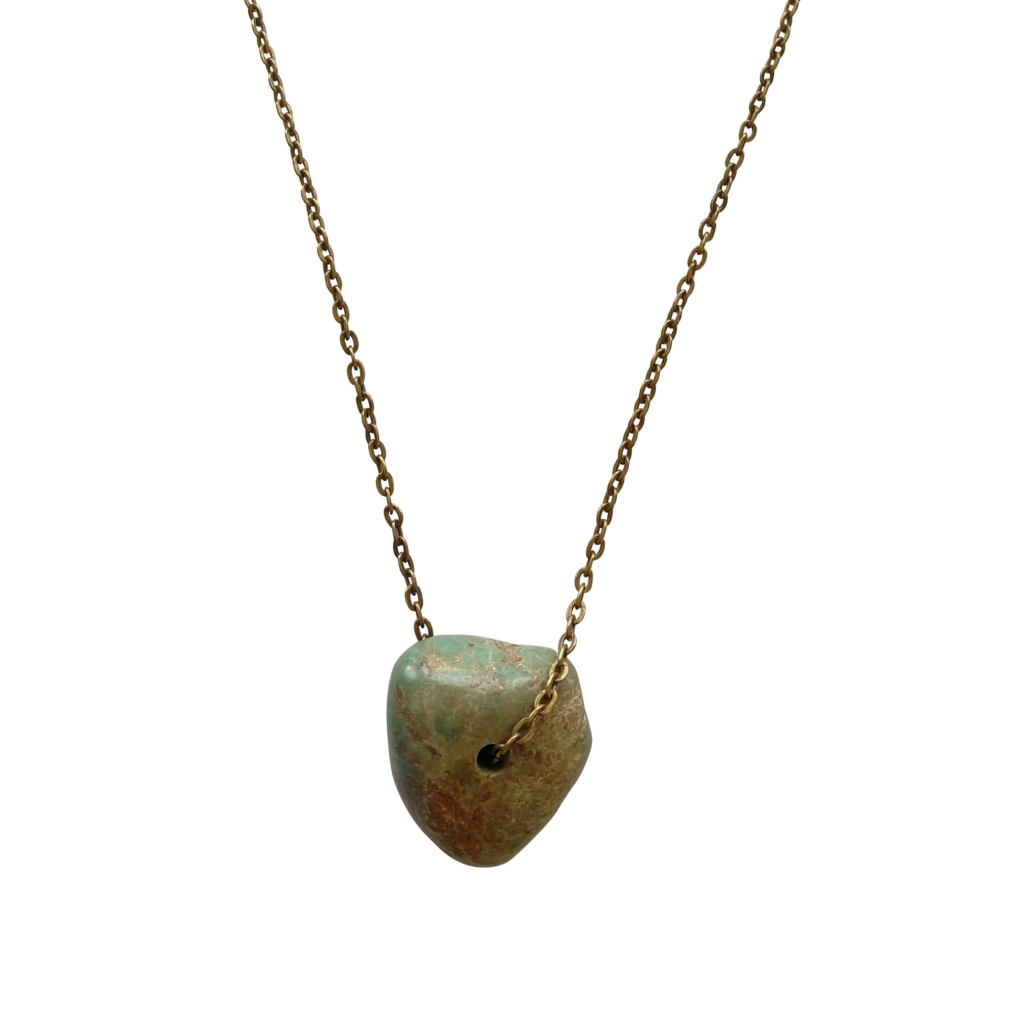 Jamie2 Turquoise Pendant Necklace with Antique Brass Chain