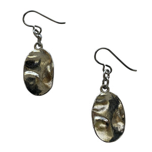 Pewter Oval Silver Earrings for Sensitive Ears