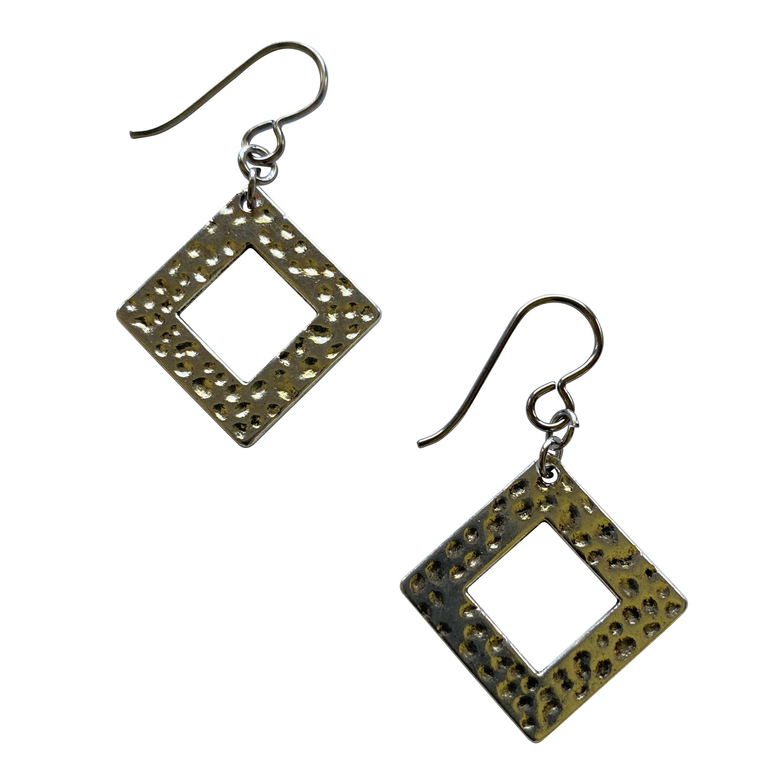Diamond Shape Silver Earrings for Sensitive Ears