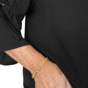 Three-chain Gold Link Bracelet with Lobster Clasp