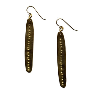 Long Skinny Oval Gold Statement Earrings