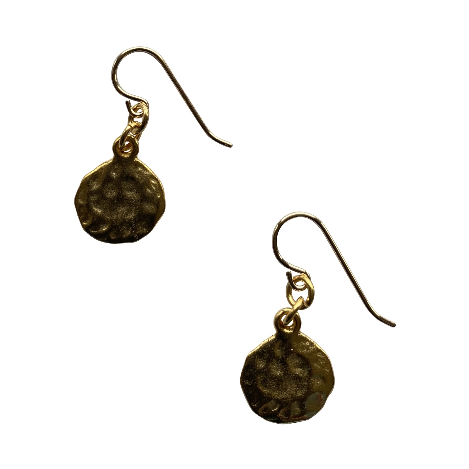 Round Hammered Gold Earrings