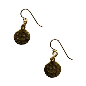 Round Hammered Gold Earrings