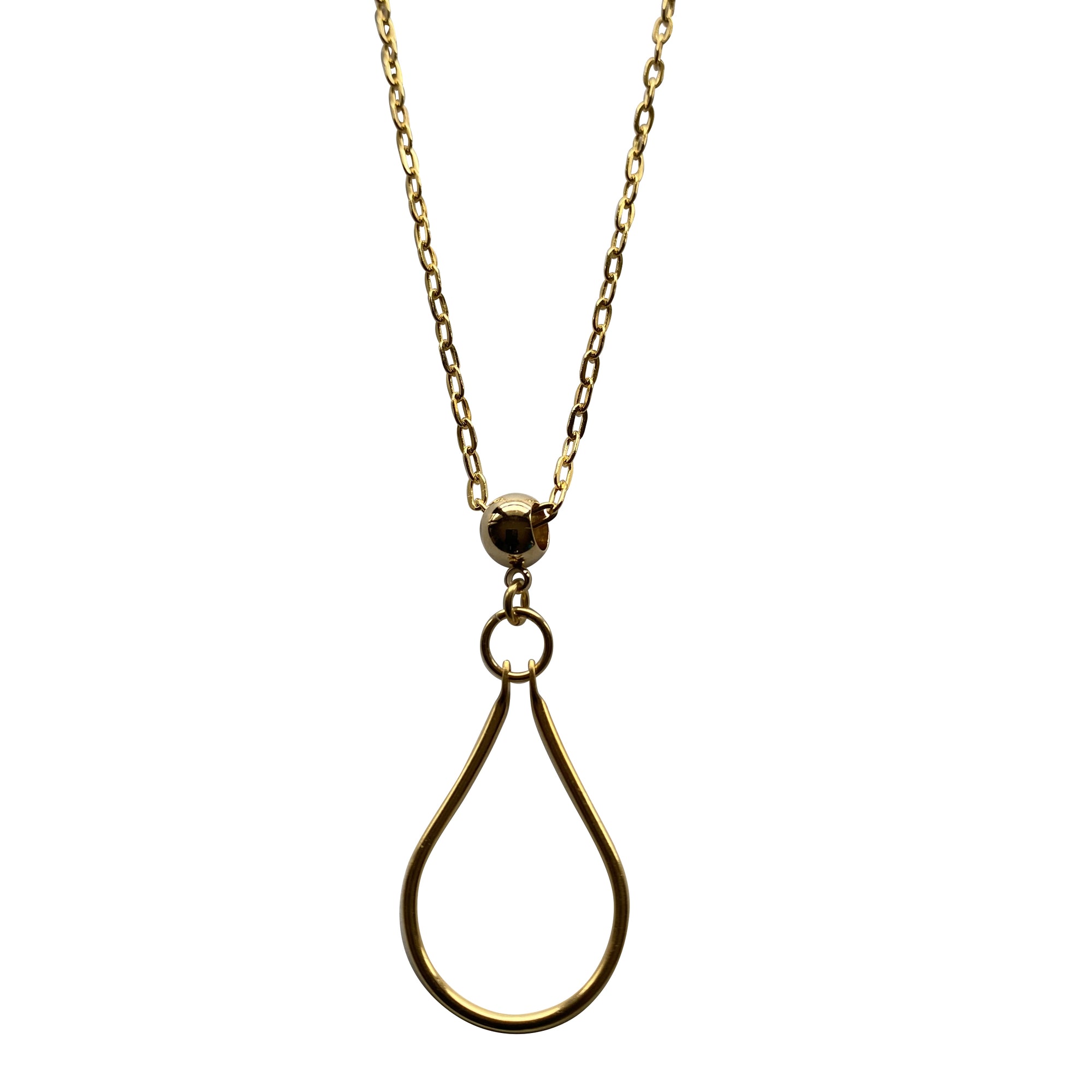 Gold Chain Necklace with Pear Shaped Gold Pendant
