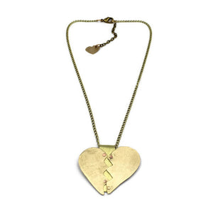 Brass Healing Heart Pendant Necklace - Creative Jewelry by Marcia - Asymmetrical Jewelry - Timeless Jewelry