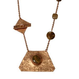 Green Opal, Copper Metal Handcrafted Pendant Necklace With Copper Chain. This is truly a one-of-a-kind, Unique Necklace.