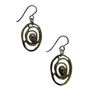 Oval Pewter Silver Earrings for Sensitive Ears