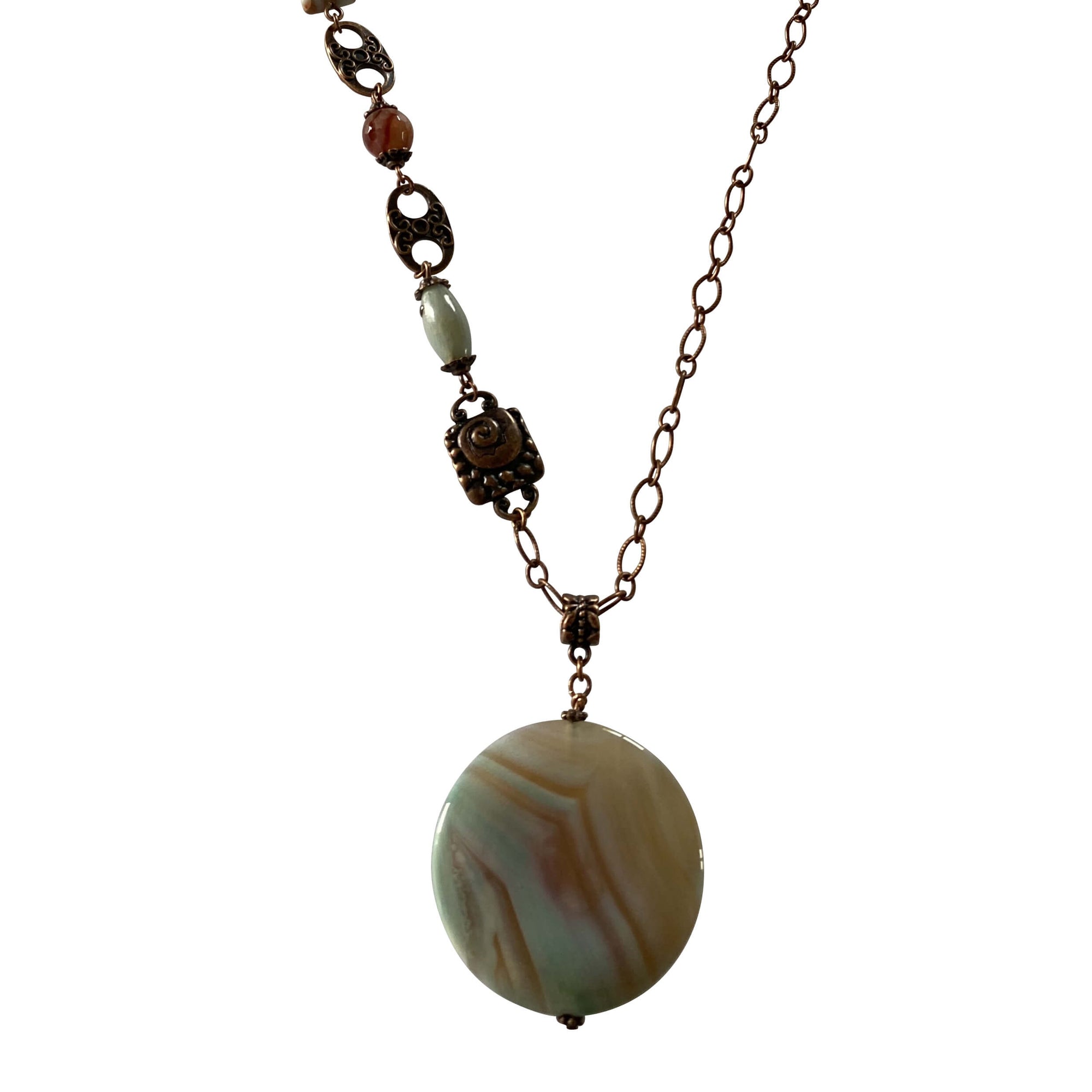 Jasper and Agate Necklace with Copper Chain-Necklaces- Creative Jewelry by Marcia
