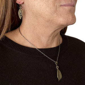 Antique Brass Leaf Necklace with Antique Brass Chain