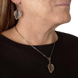 Antique Copper Leaf Necklace with Antique Copper Chain