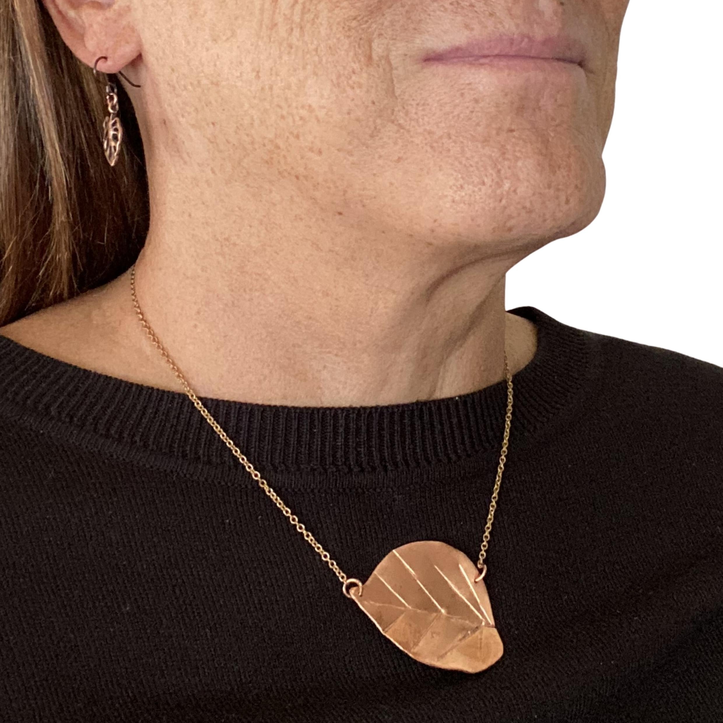 Copper Poplar Leaf Necklace