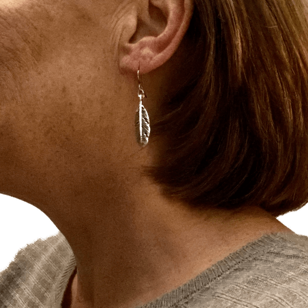 Silver Long Leaf Earrings for Sensitive Ears-Earrings- Creative Jewelry by Marcia