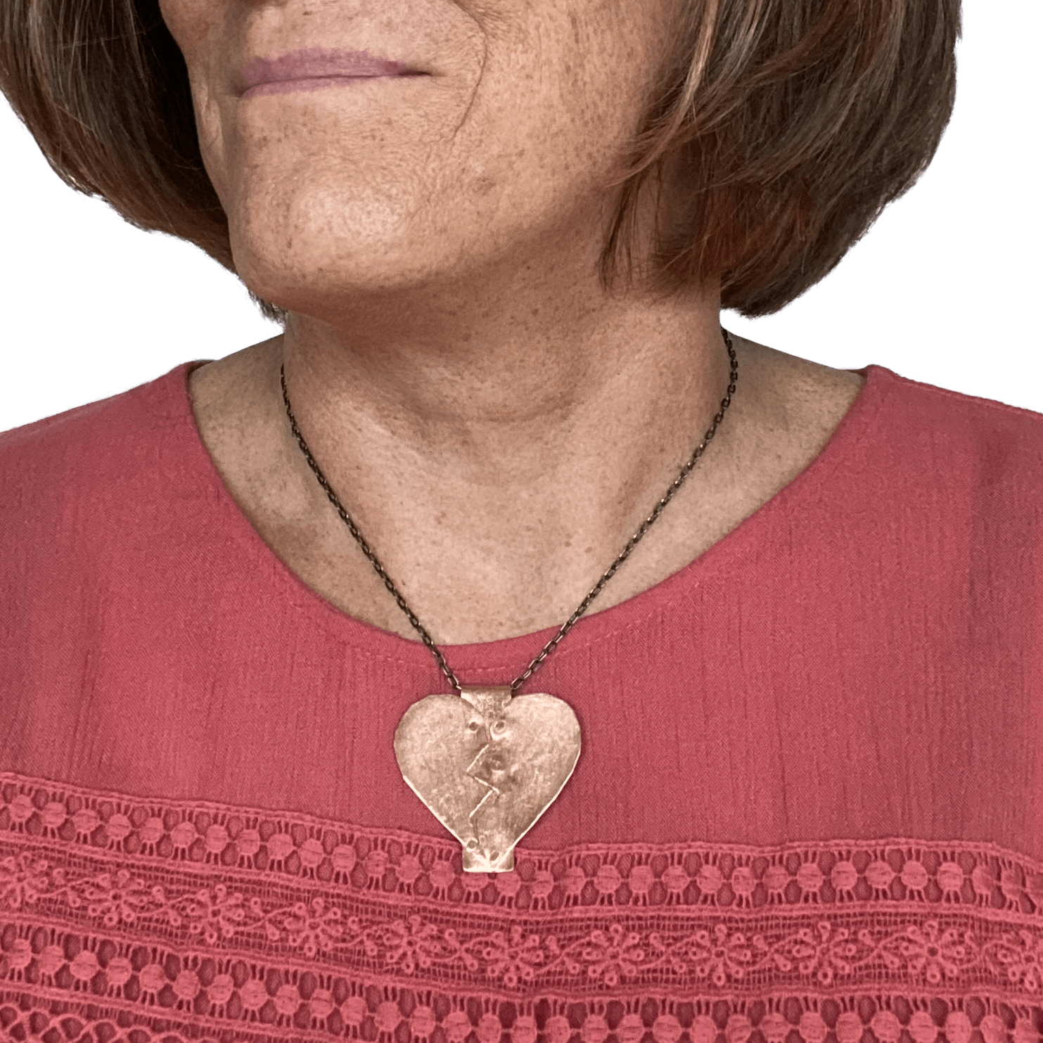 Copper Healing Heart Pendant Necklace - Creative Jewelry by Marcia - Asymmetrical Jewelry - Timeless Jewelry