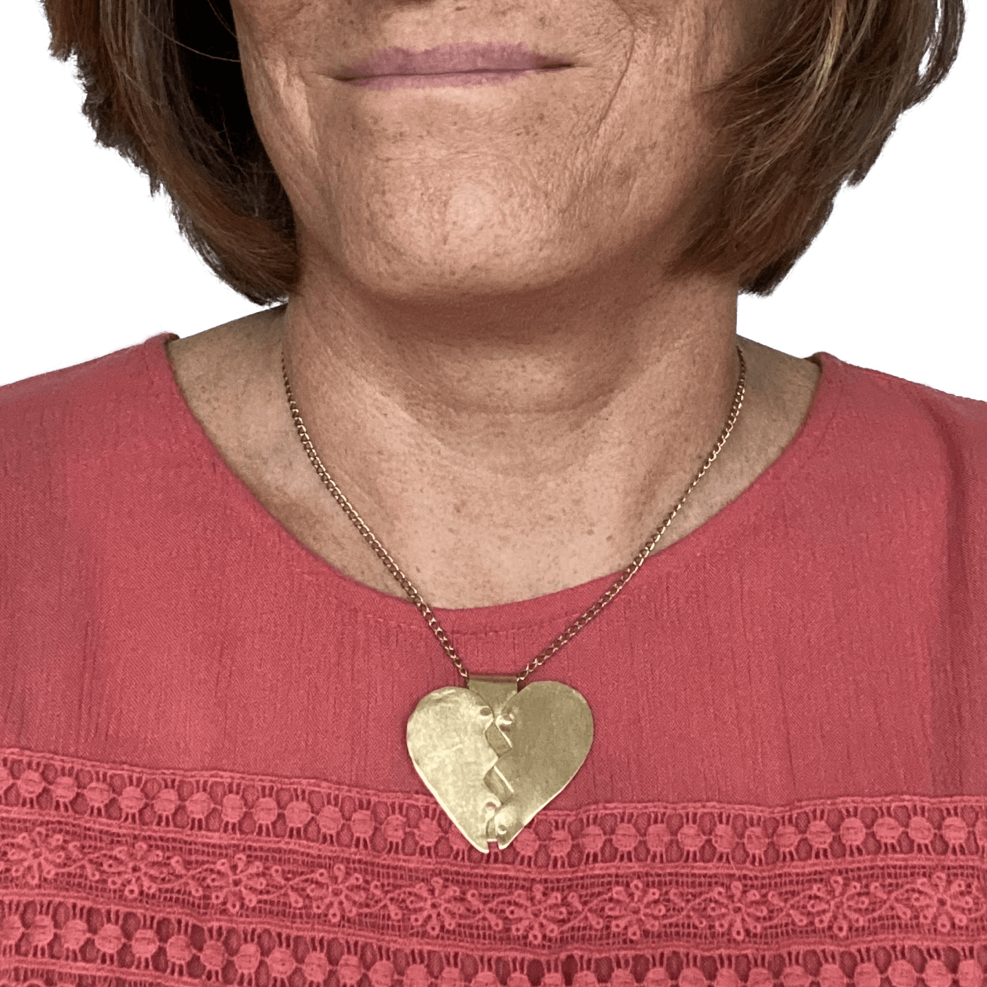 Brass Healing Heart Pendant Necklace - Creative Jewelry by Marcia - Asymmetrical Jewelry - Timeless Jewelry