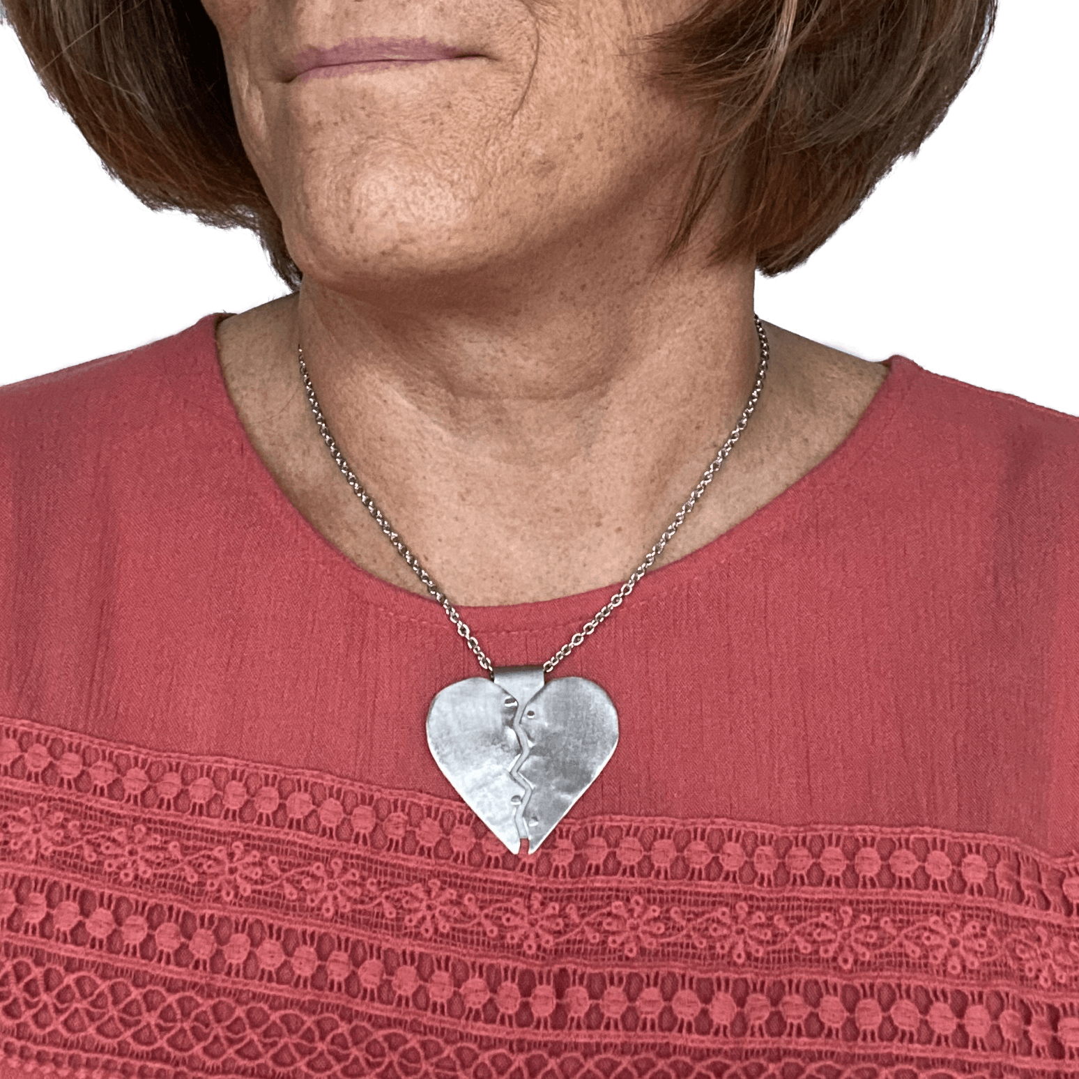 Silver Healing Heart Pendant Necklace - Creative Jewelry by Marcia - Asymmetrical Jewelry - Timeless Jewelry