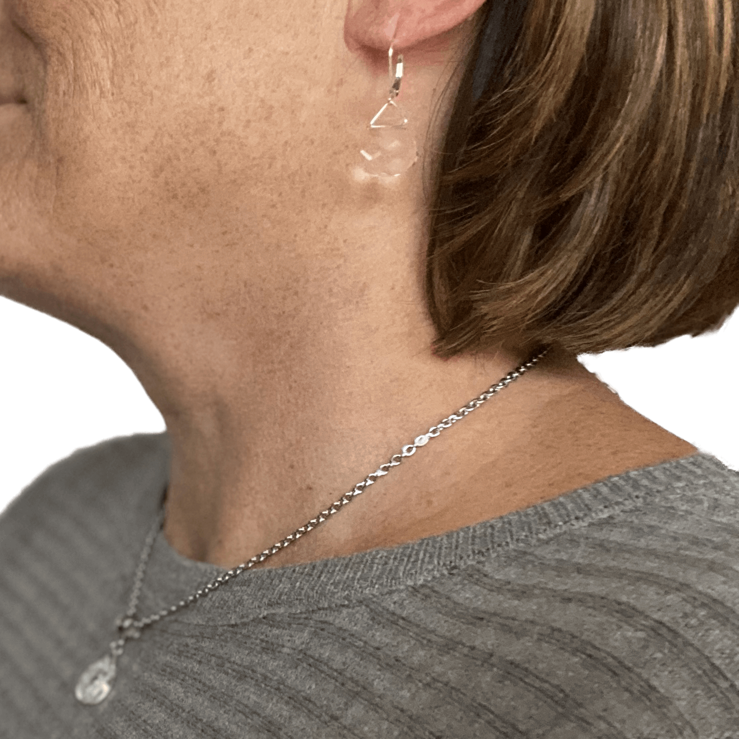 Clear Swarovski Crystal Briolette Dangle Earrings - Creative Jewelry by Marcia - Asymmetrical Jewelry - Timeless Jewelry