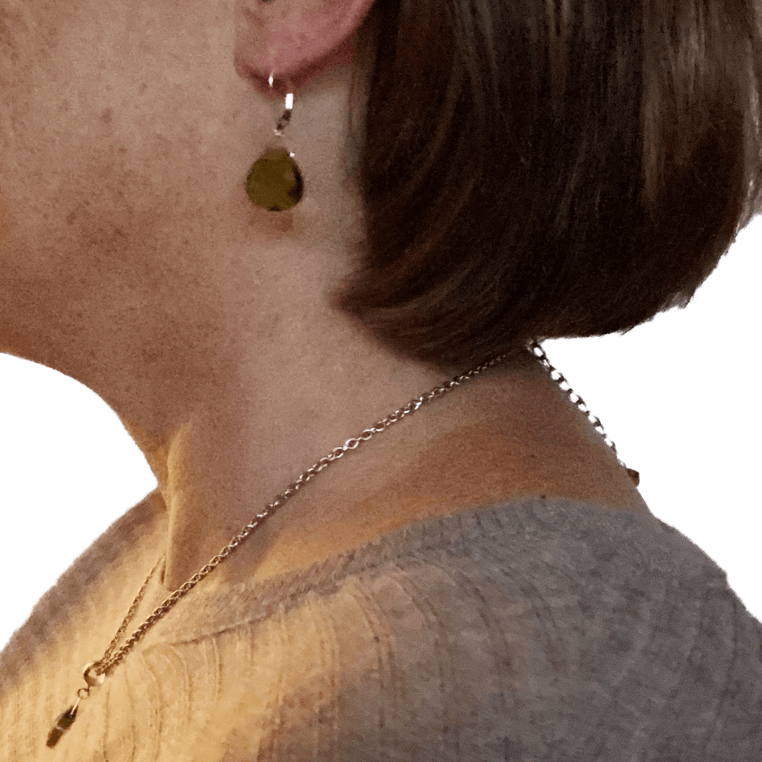 Olivine Swarovski Crystal Briolette Dangle Earrings with Sterling Silver - Creative Jewelry by Marcia - Asymmetrical Jewelry - Timeless Jewelry