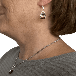 Peacock Eye Swarovski Crystal Briolette Dangle Earrings - Creative Jewelry by Marcia - Asymmetrical Jewelry - Timeless Jewelry