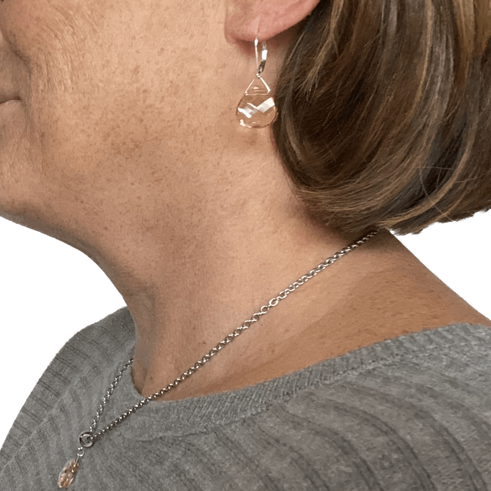 Golden Shadow Swarovski Crystal Briolette Dangle Earrings - Creative Jewelry by Marcia - Asymmetrical Jewelry - Timeless Jewelry