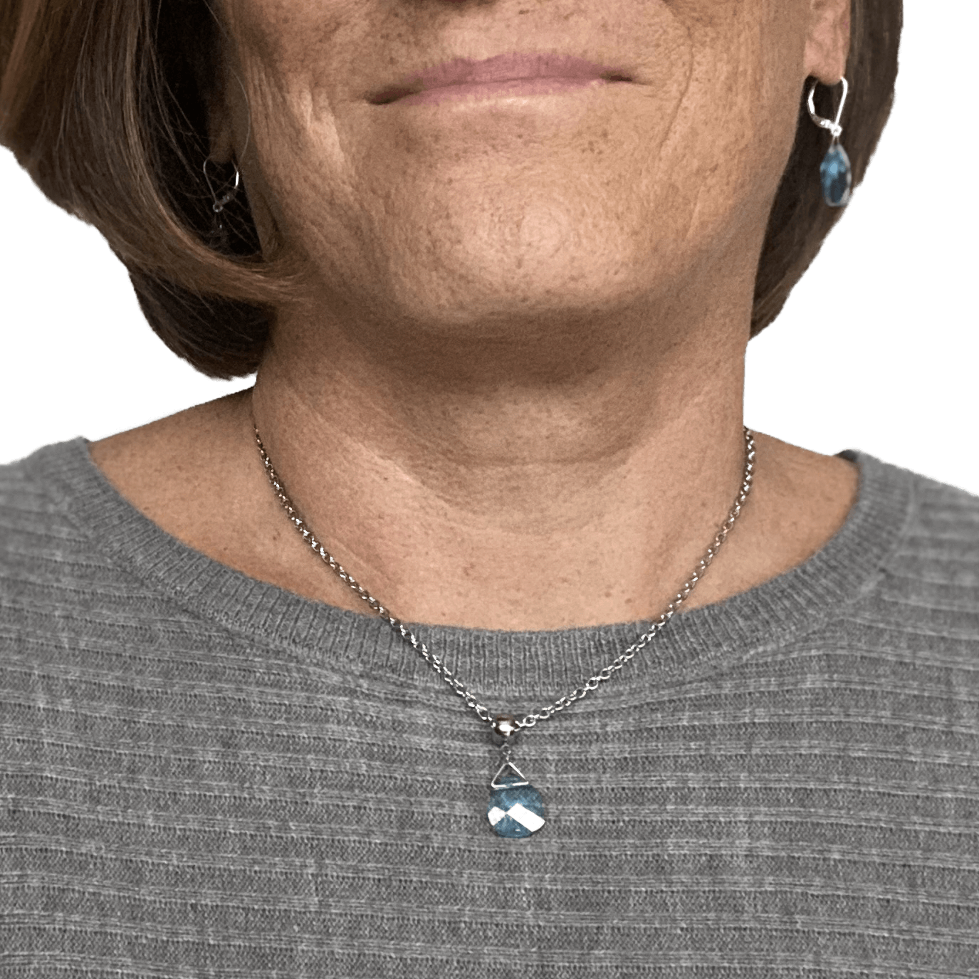 Aquamarine Swarovski Crystal Necklace - Creative Jewelry by Marcia - Asymmetrical Jewelry - Timeless Jewelry