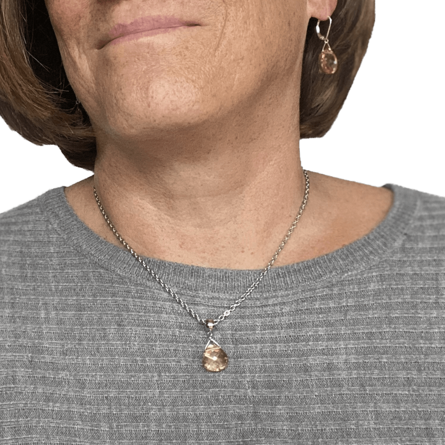 Golden Shadow Swarovski Crystal Necklace - Creative Jewelry by Marcia - Asymmetrical Jewelry - Timeless Jewelry