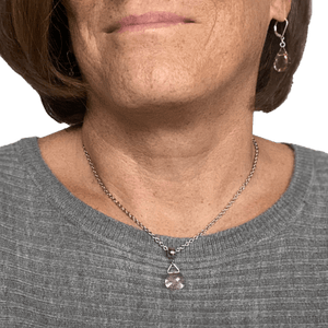 Light Rose Swarovski Crystal Necklace - Creative Jewelry by Marcia - Asymmetrical Jewelry - Timeless Jewelry