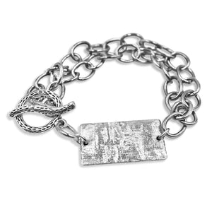 Stainless Steel Rectangle Silver Bracelet - Creative Jewelry by Marcia - Asymmetrical Jewelry - Timeless Jewelry