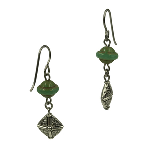 Teal Diamond Shape Dangle Earrings for Sensitive Ears-Earrings- Creative Jewelry by Marcia