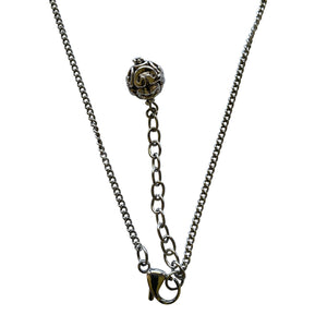 Stainless Steel Chain Necklace with Oval Filigree Pendant