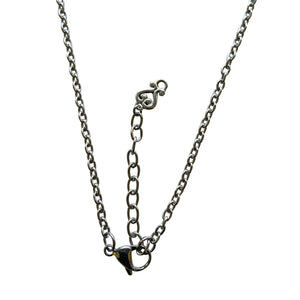 Silver Chain Necklace with Diamond Shape Pewter Pendant