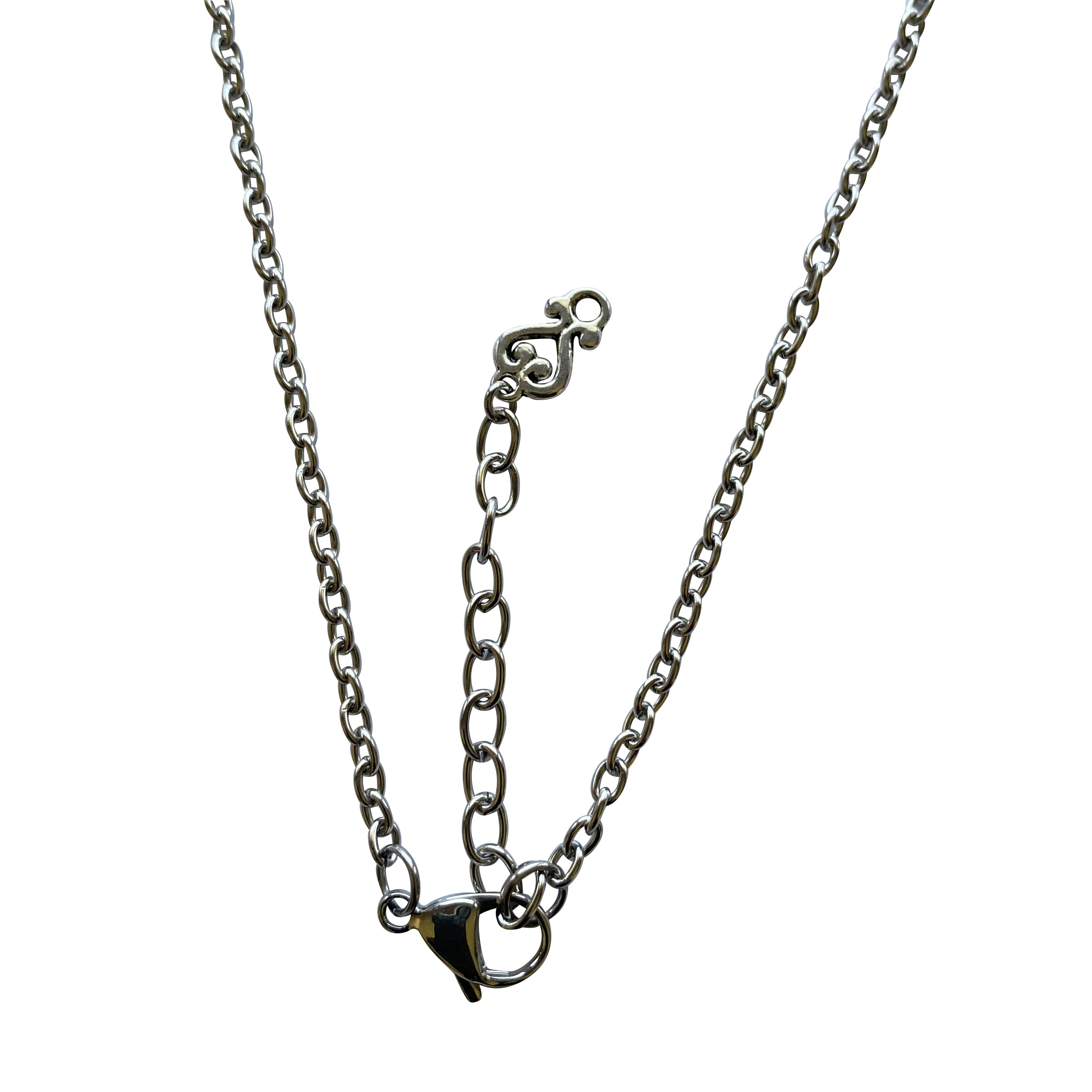 Oval Wavy Pendant Necklace with Stainless Steel Chain