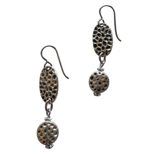 Pewter Silver Hammered Earrings for Sensitive Ears