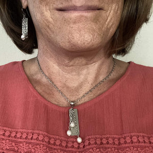 Freshwater Pearl Stainless Steel Necklace with Lobster Clasp-Necklaces- Creative Jewelry by Marcia