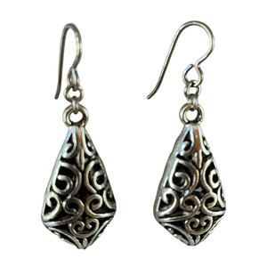 Silver Pewter Filigree Earrings for Sensitive Ears-Earrings- Creative Jewelry by Marcia