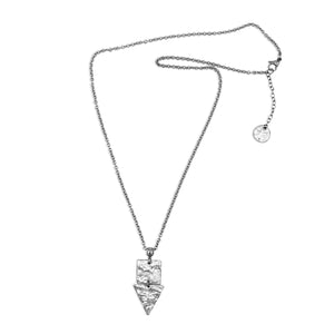 Long Silver Square and Triangle Pendant Necklace - Creative Jewelry by Marcia - Asymmetrical Jewelry - Timeless Jewelry