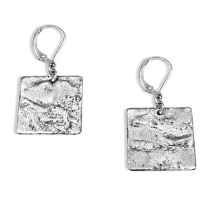 Silver Square Earrings - Creative Jewelry by Marcia - Asymmetrical Jewelry - Timeless Jewelry