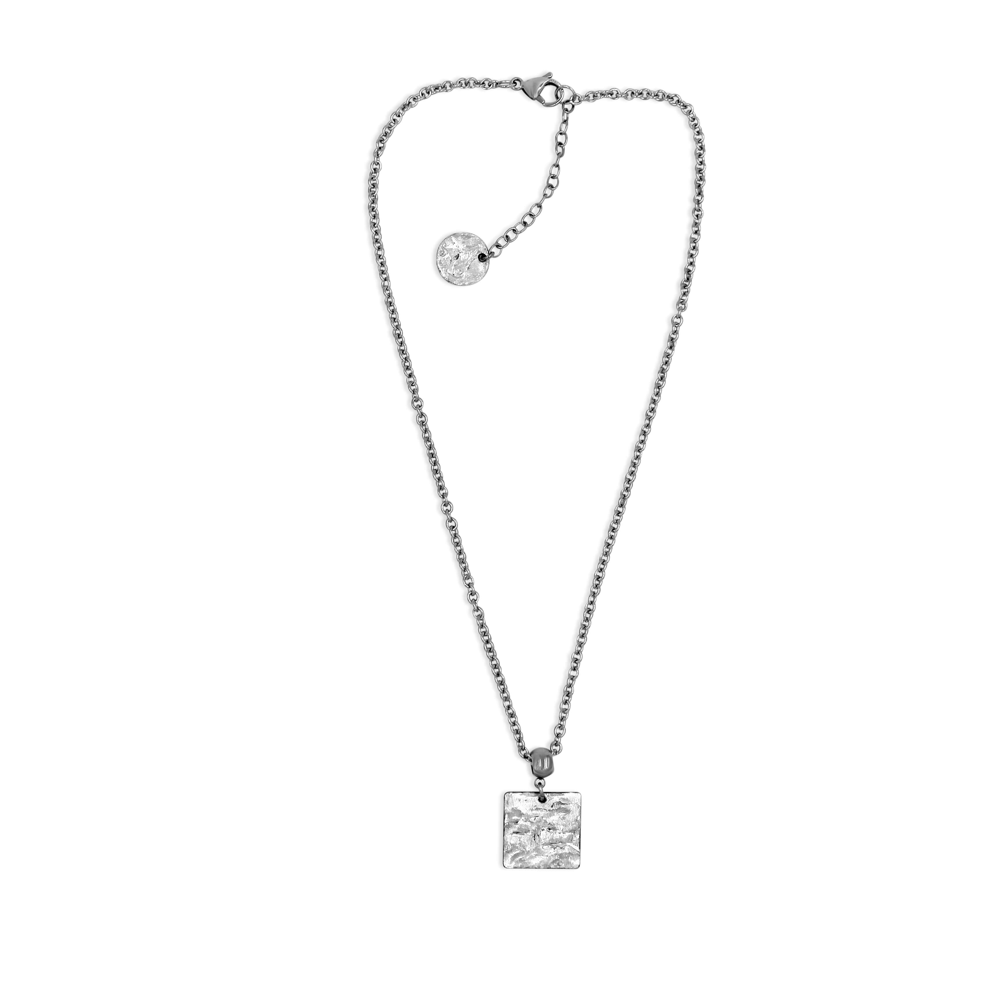 Silver Square Pendant Necklace - Creative Jewelry by Marcia - Asymmetrical Jewelry - Timeless Jewelry