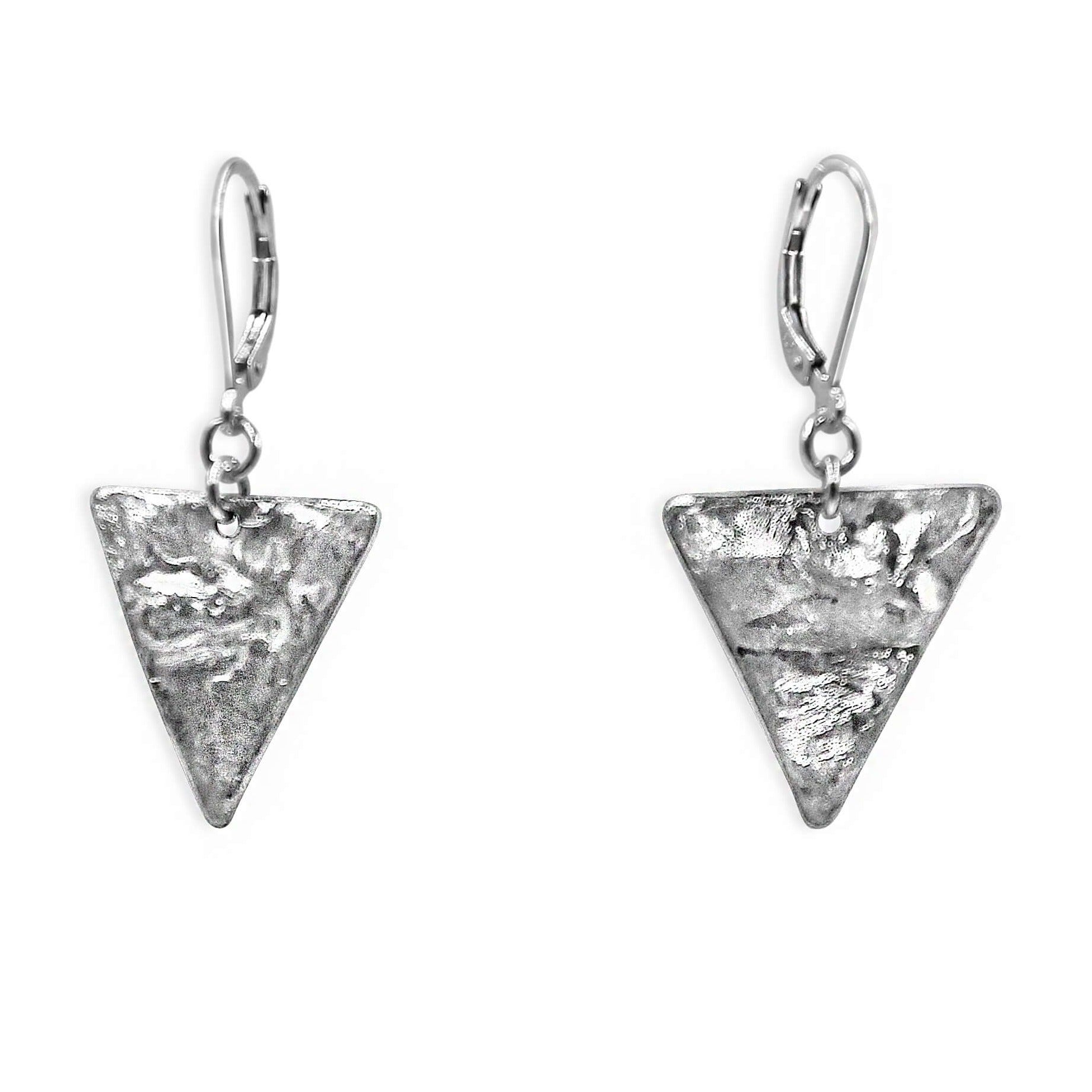 Silver Triangle Earrings - Creative Jewelry by Marcia - Asymmetrical Jewelry - Timeless Jewelry