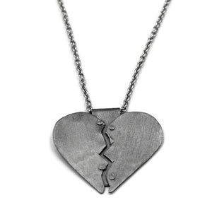 Silver Healing Heart Pendant Necklace - Creative Jewelry by Marcia - Asymmetrical Jewelry - Timeless Jewelry