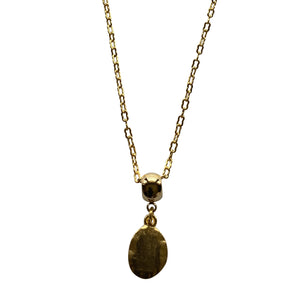 Oval Gold Pendant Necklace with Gold Link Chain