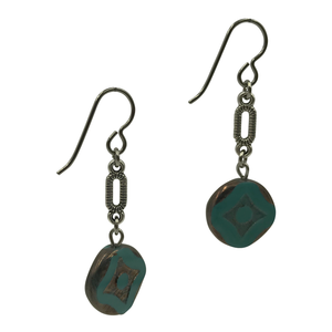 Teal Dangle Earrings for Sensitive Ears-Earrings- Creative Jewelry by Marcia