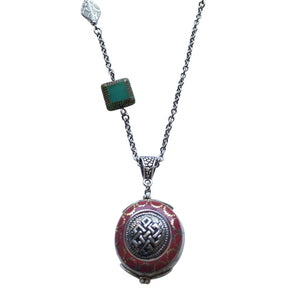 Tibetan Silver Pendant Necklace with White Howlite and Czech Beads- Creative Jewelry by Marcia